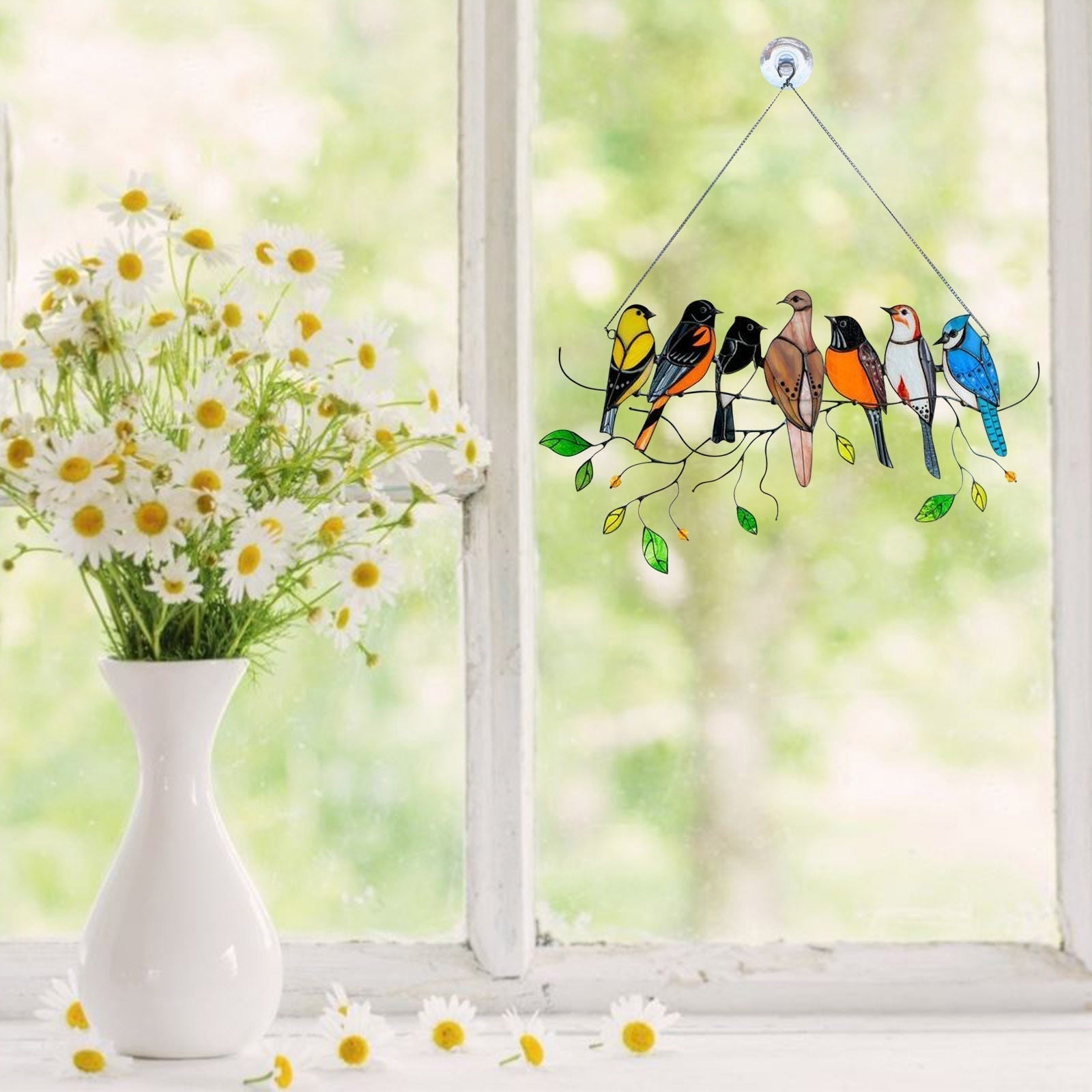 Revalki ColorAura | Gebrandschilderd glas vogel Suncatcher