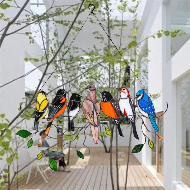 Revalki ColorAura | Gebrandschilderd glas vogel Suncatcher