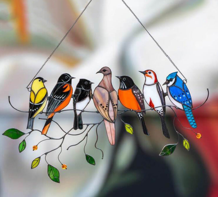 Revalki ColorAura | Gebrandschilderd glas vogel Suncatcher