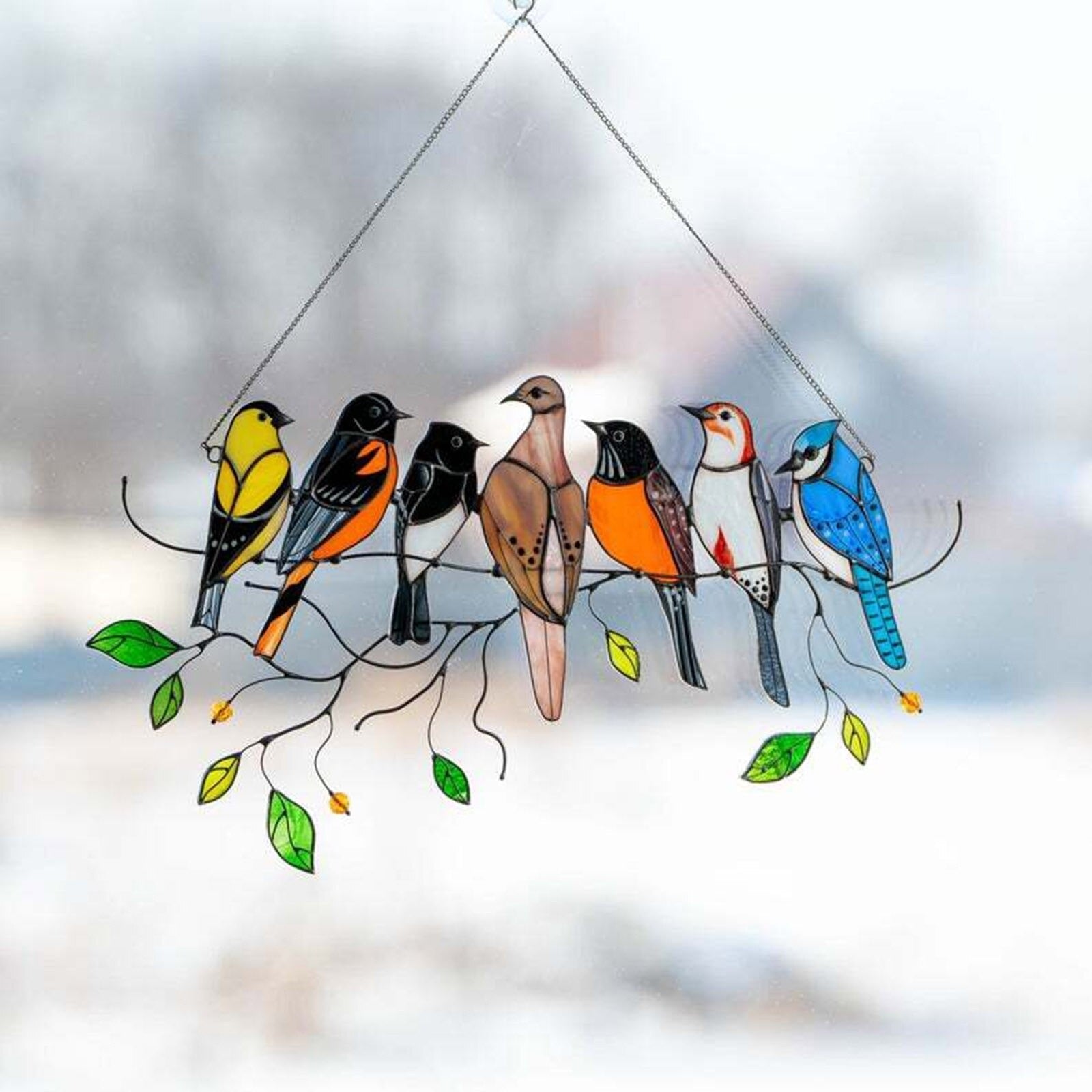 Revalki ColorAura | Gebrandschilderd glas vogel Suncatcher