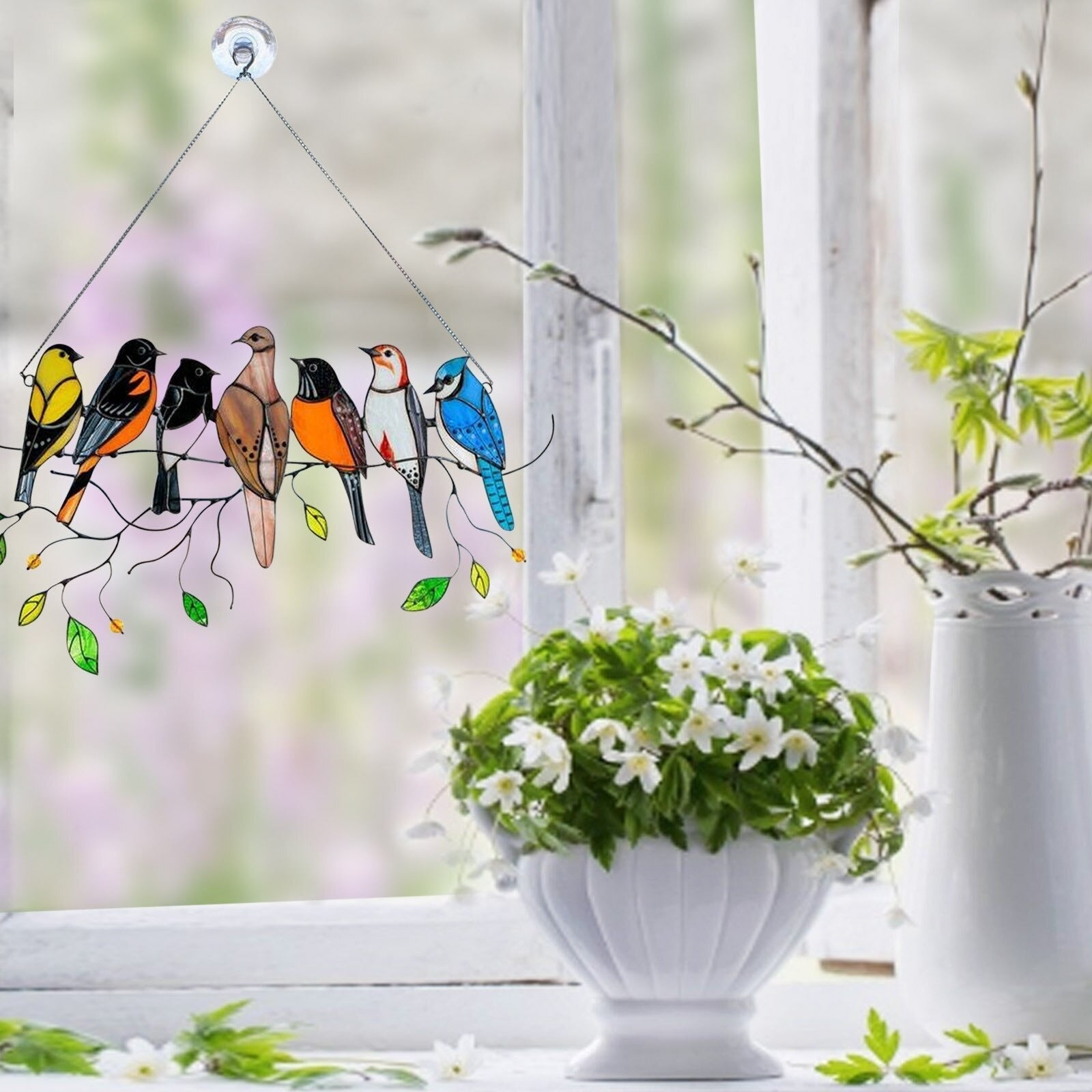 Revalki ColorAura | Gebrandschilderd glas vogel Suncatcher