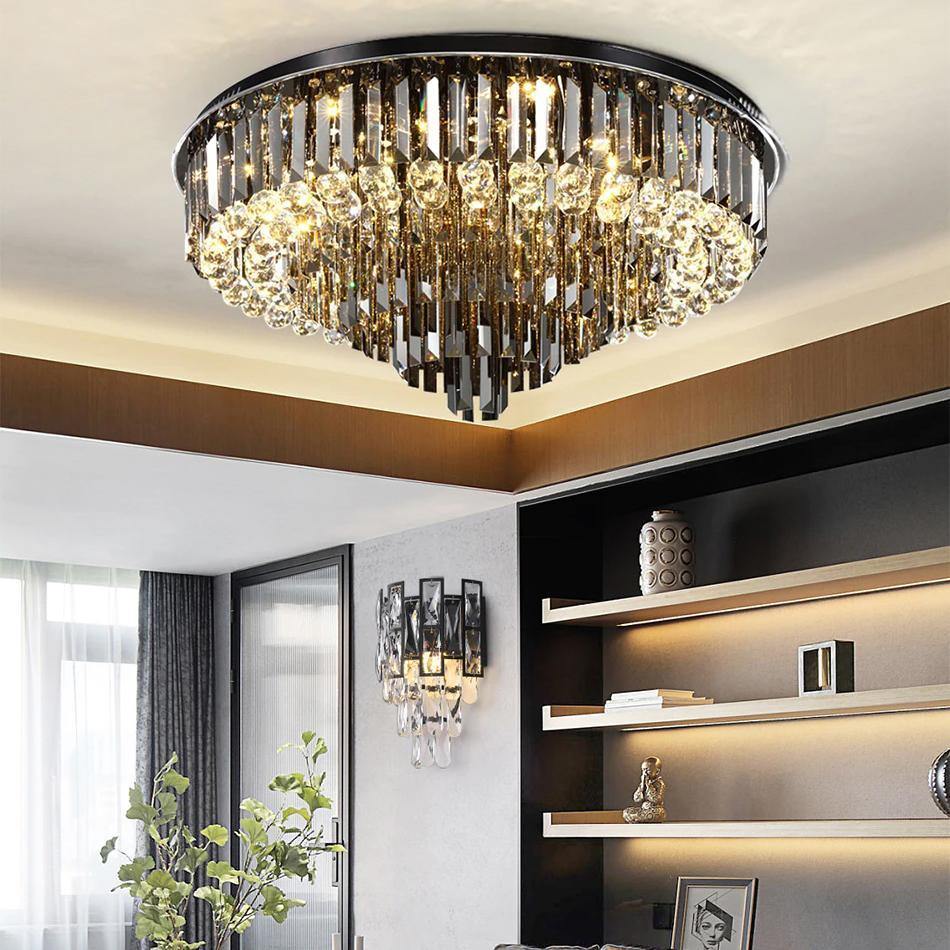 Lumivista – Llum de sostre de cristall de luxe – Disseny d'espill i bola de vidre