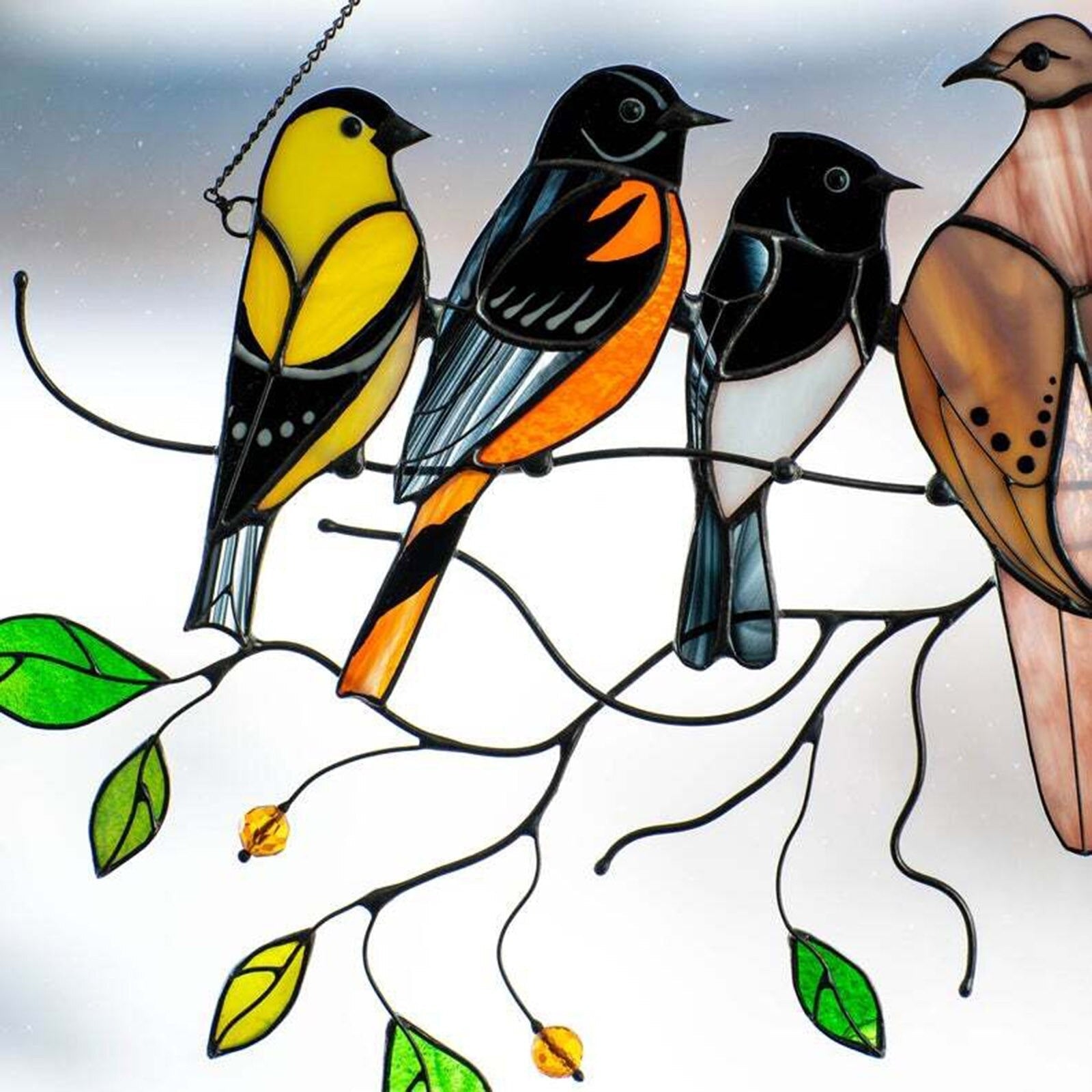 Revalki ColorAura | Gebrandschilderd glas vogel Suncatcher