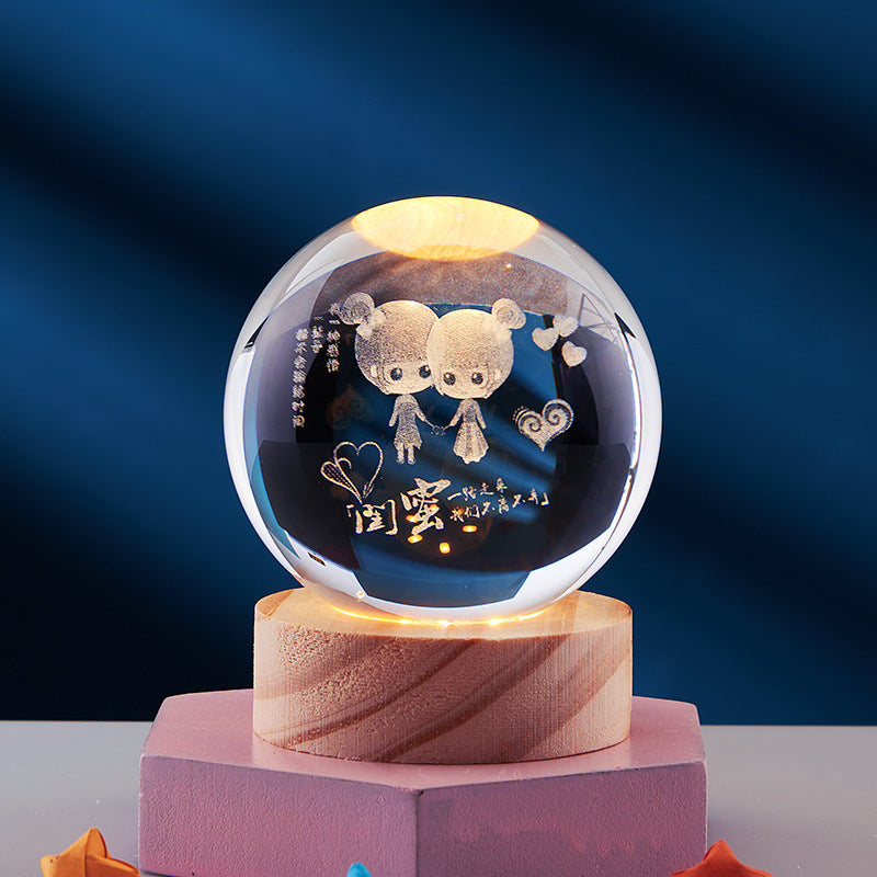 3D kristallen bol nachtlamp - Elegant licht voor een moderne sfeer
