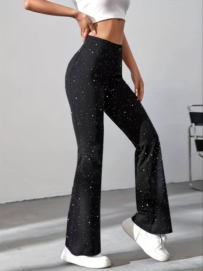 Tasha Hose | Glitzer ausgestellte Hose für glamouröse Abendlooks