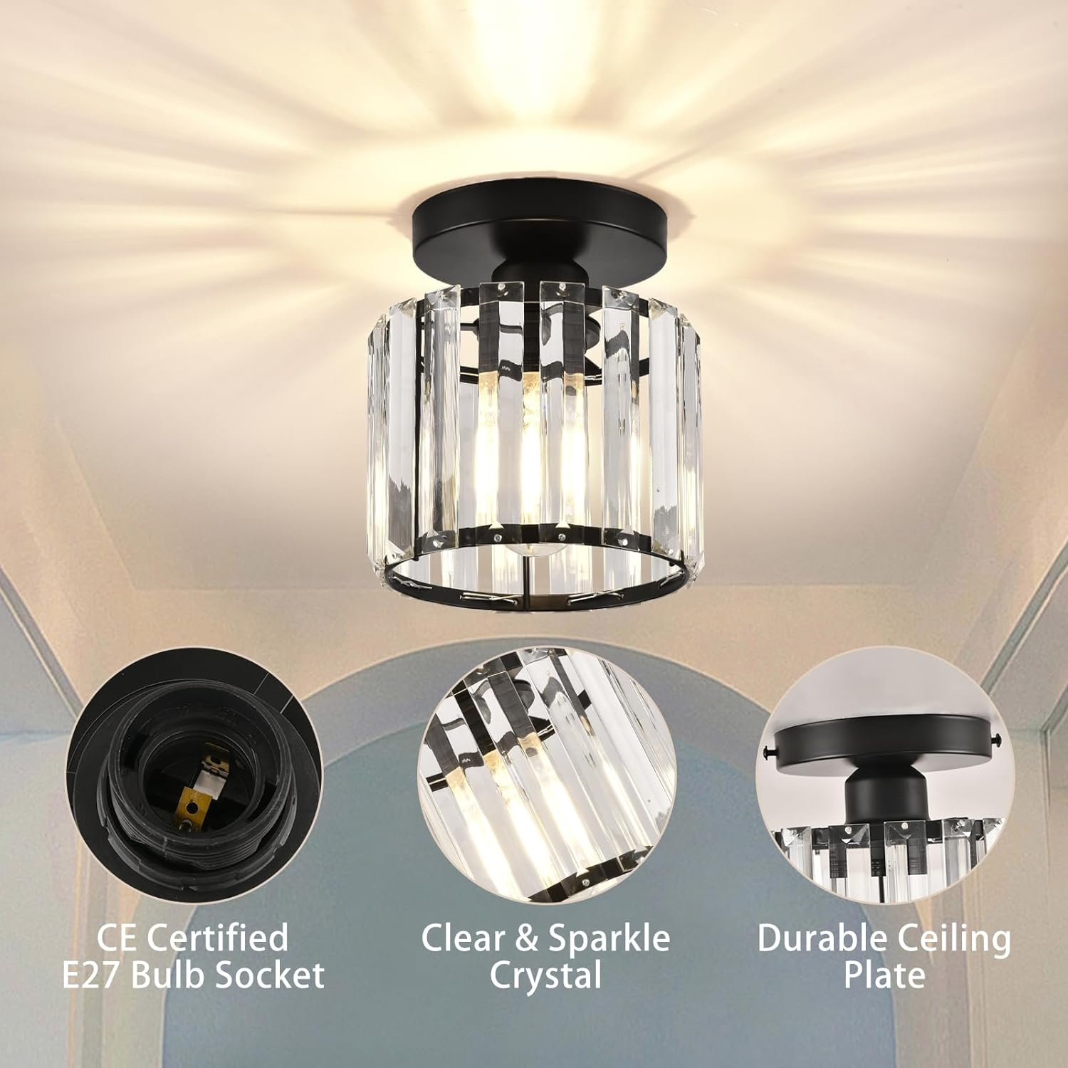 Bravura – Modern flush ceiling lamp – 1-light black design