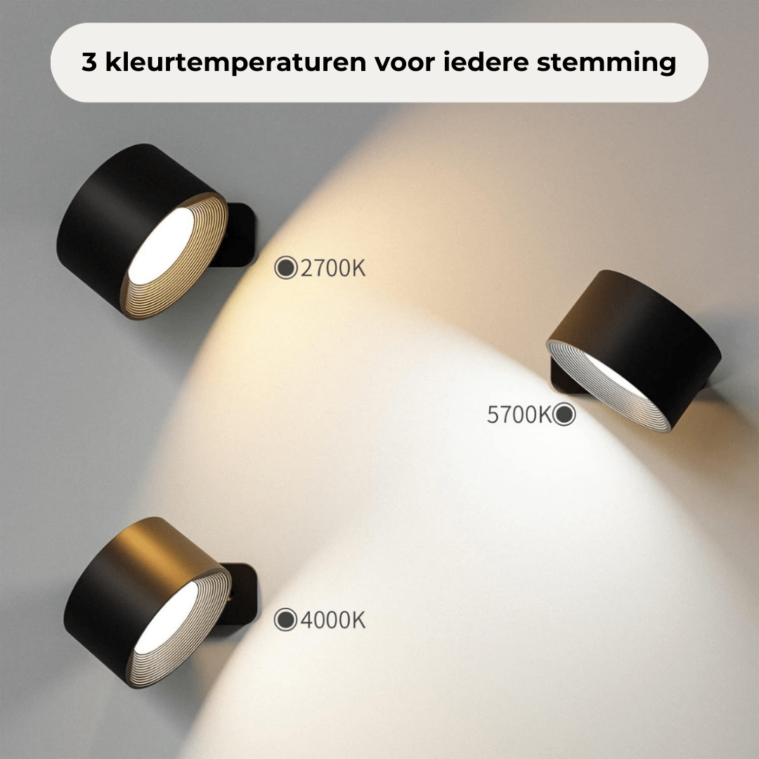 Revalki Glow360 Draadloze Oplaadbare 360° Wandlamp voor Moeiteloze Sfeerverlichting