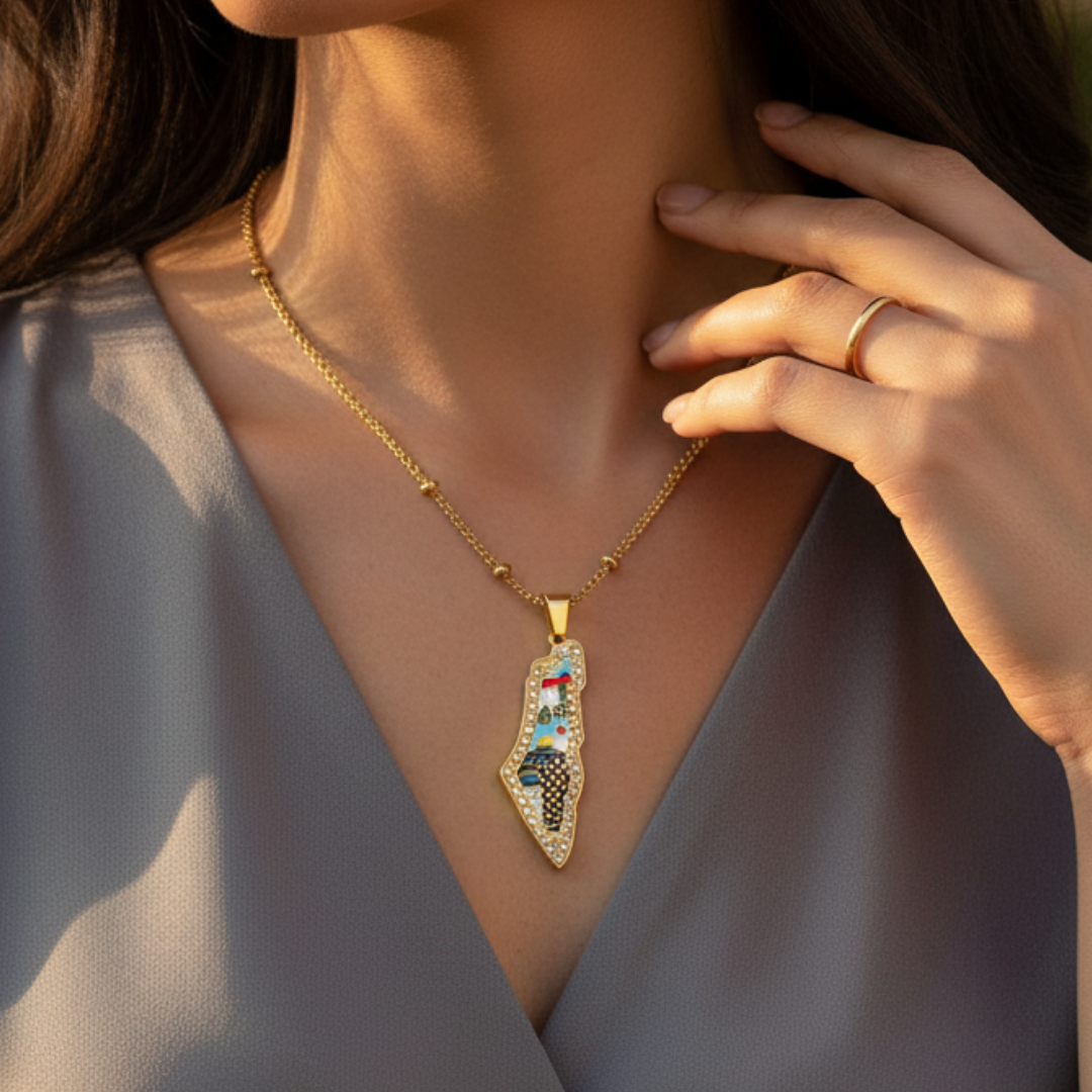Halsketting – Palestine Heritage ketting van roestvrij staal, 50 cm lang