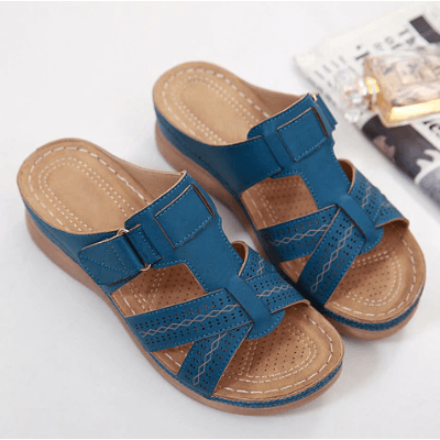Dames sandalen – comfortabele slippers met sleehak, klittenband en gripzool