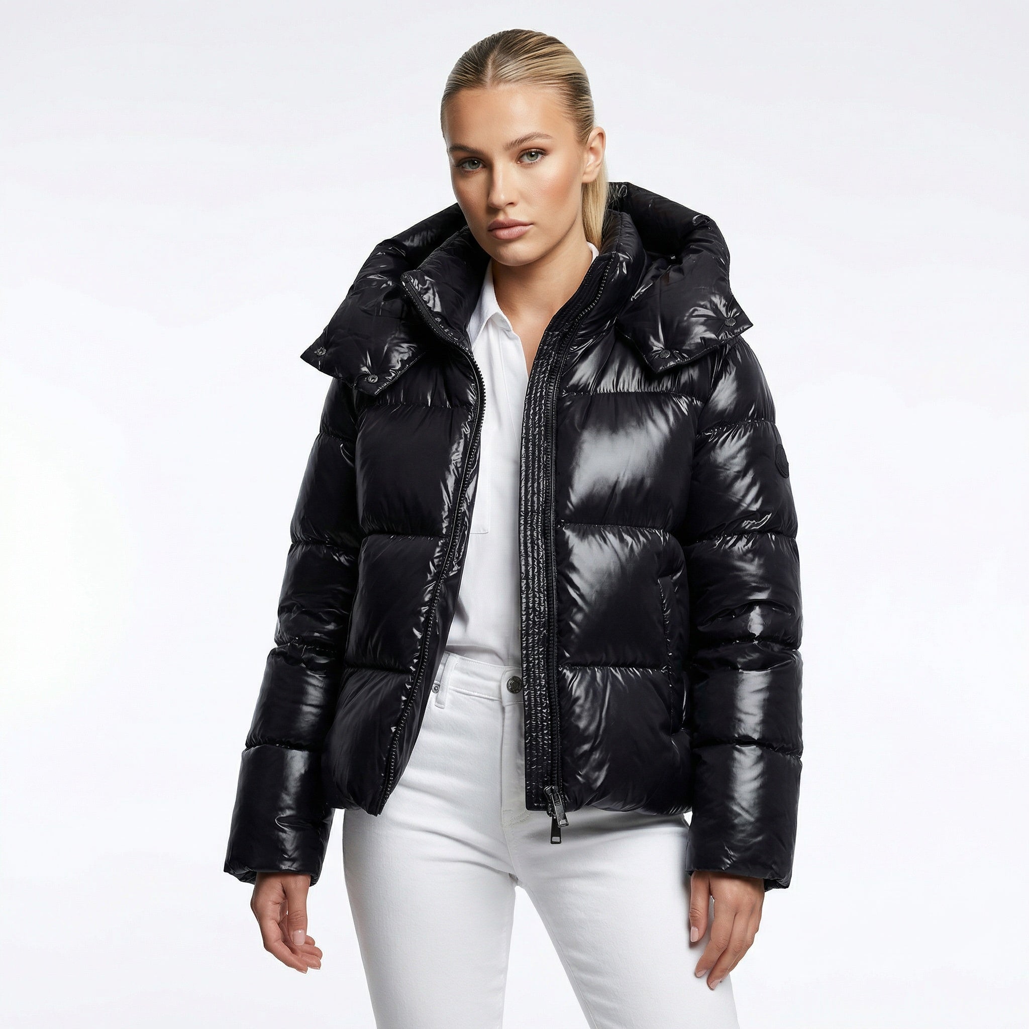 Dames Pufferjas – Gewatteerde Winterjack met Glanzende Afwerking
