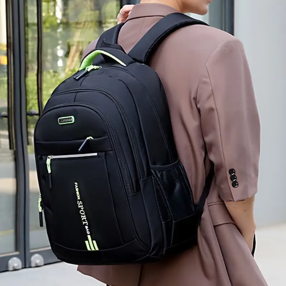 Mochila de nylon elegante – Compartimento para portátil e detalles elegantes con borla