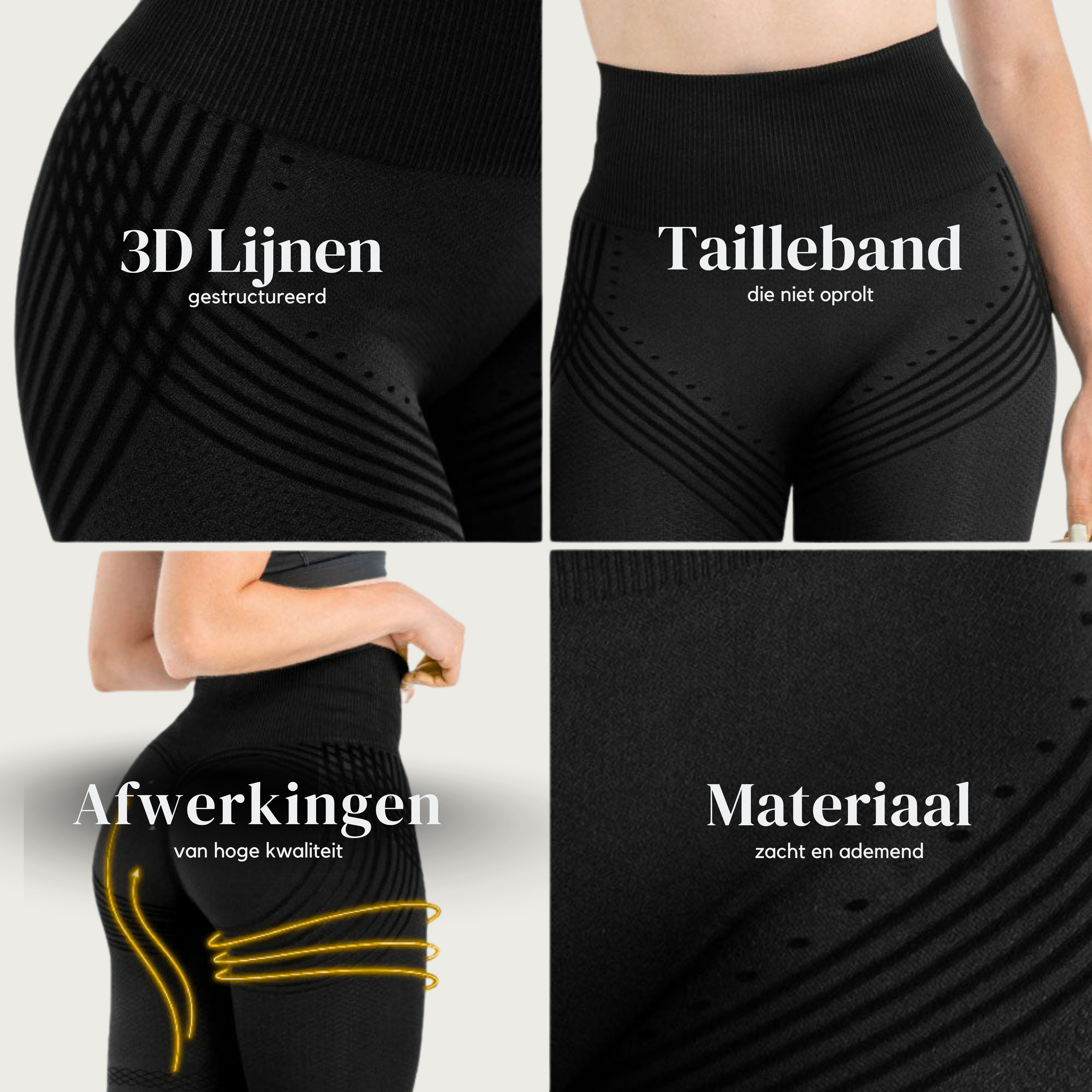Dameslegging – Anti Cellulitis 3D-Legging Zwart met Ondersteunende Compressie