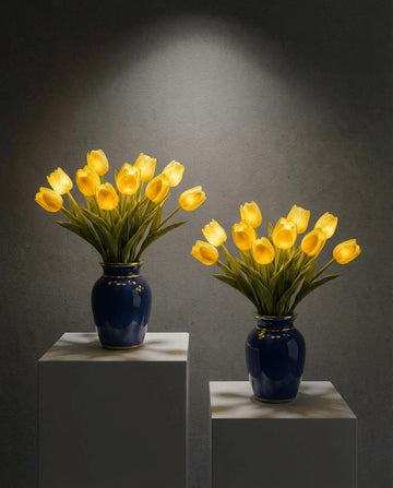 Sfeerlamp met tulpen – kunstbloemen die elk een eigen warm lampje dragen