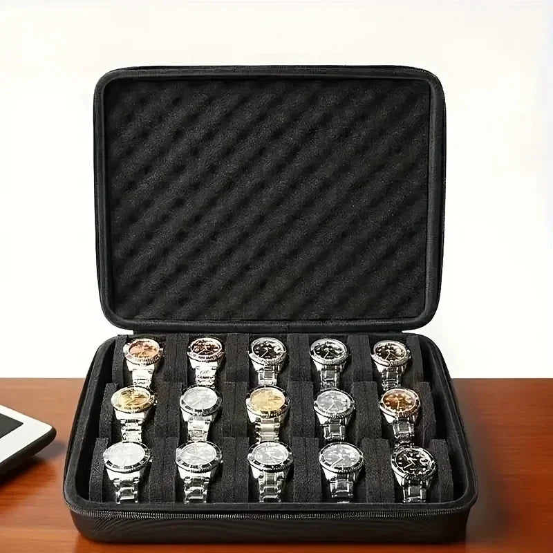 15-Slot Pressure Resistant Watch Storage Box - Portable Watch Case for Men 2