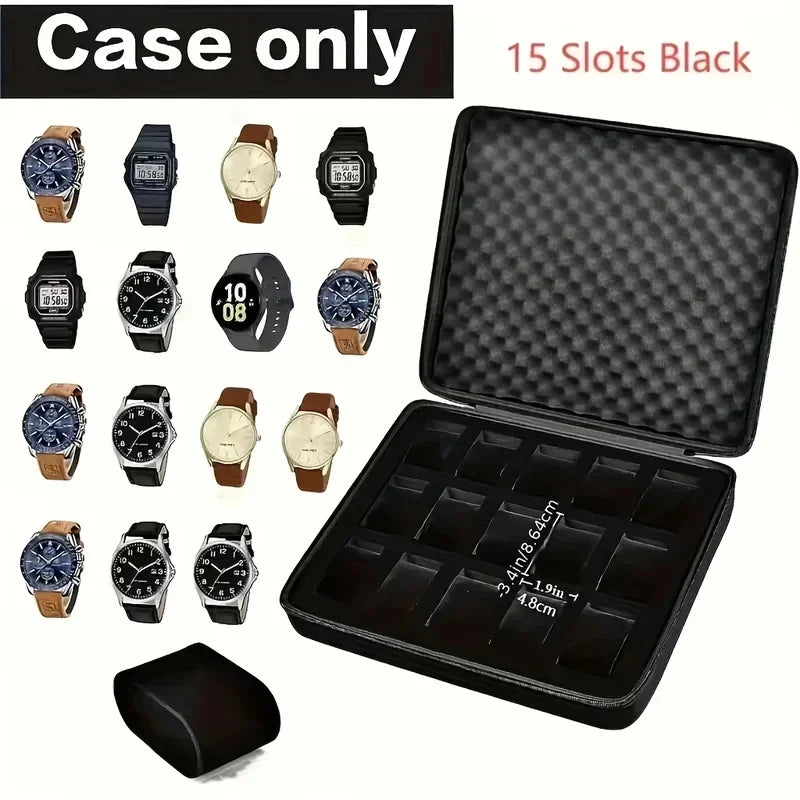 15-Slot Pressure Resistant Watch Storage Box - Portable Watch Case for Men 3