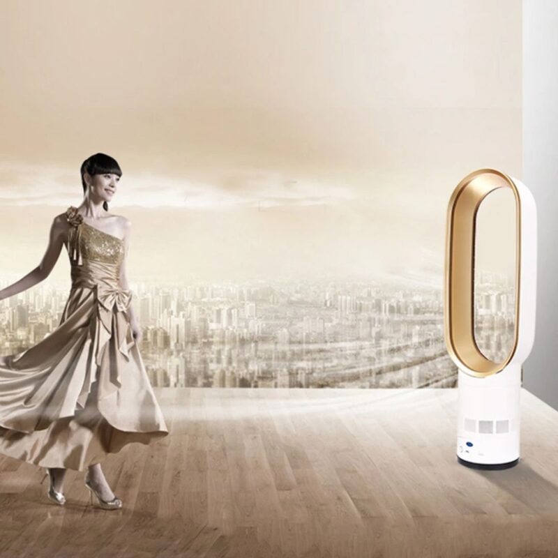 Ventilador sen láminas de 16 polgadas con mando a distancia – Deseño silencioso e seguro