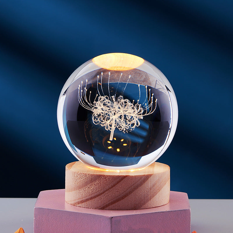 3D kristallen bol nachtlamp - Elegant licht voor een moderne sfeer