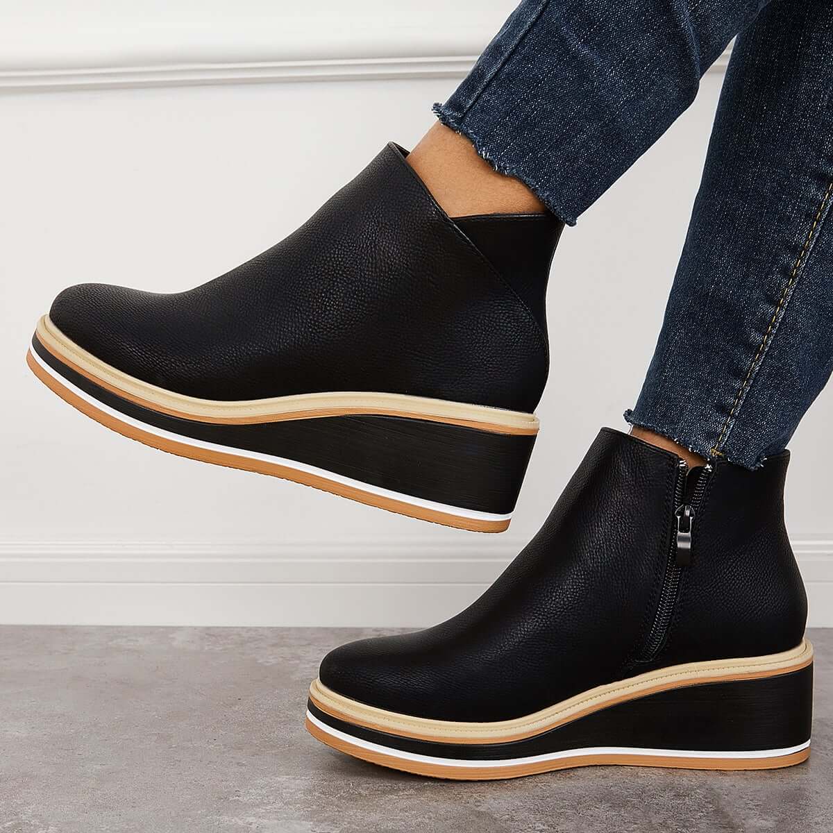 Dames Wedge Enkelboots – Comfortabele Platform Instappers met Rits Vestragear
