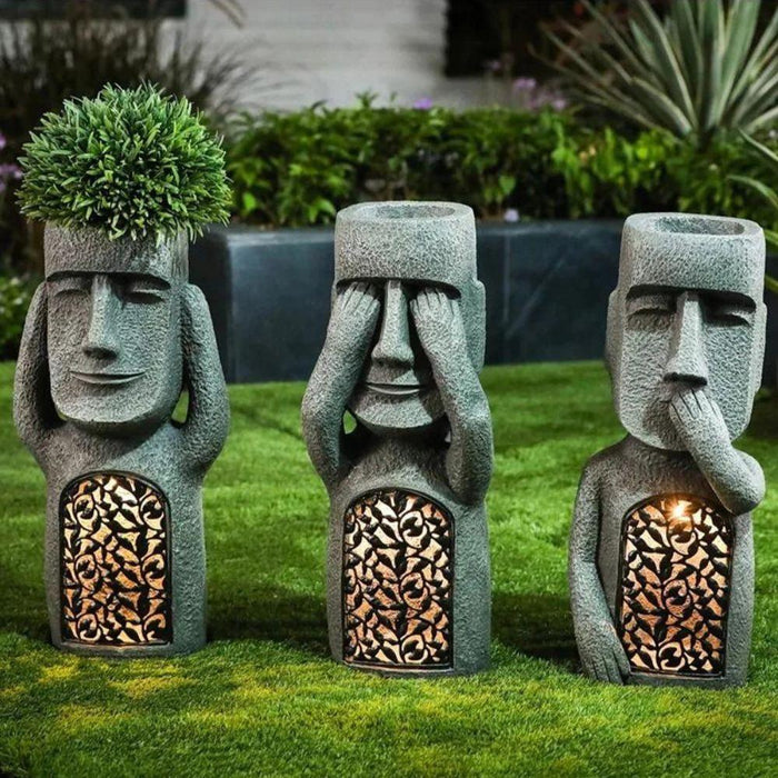 GardenDecor – Maceta artística con luz LED solar – Decoración de jardín