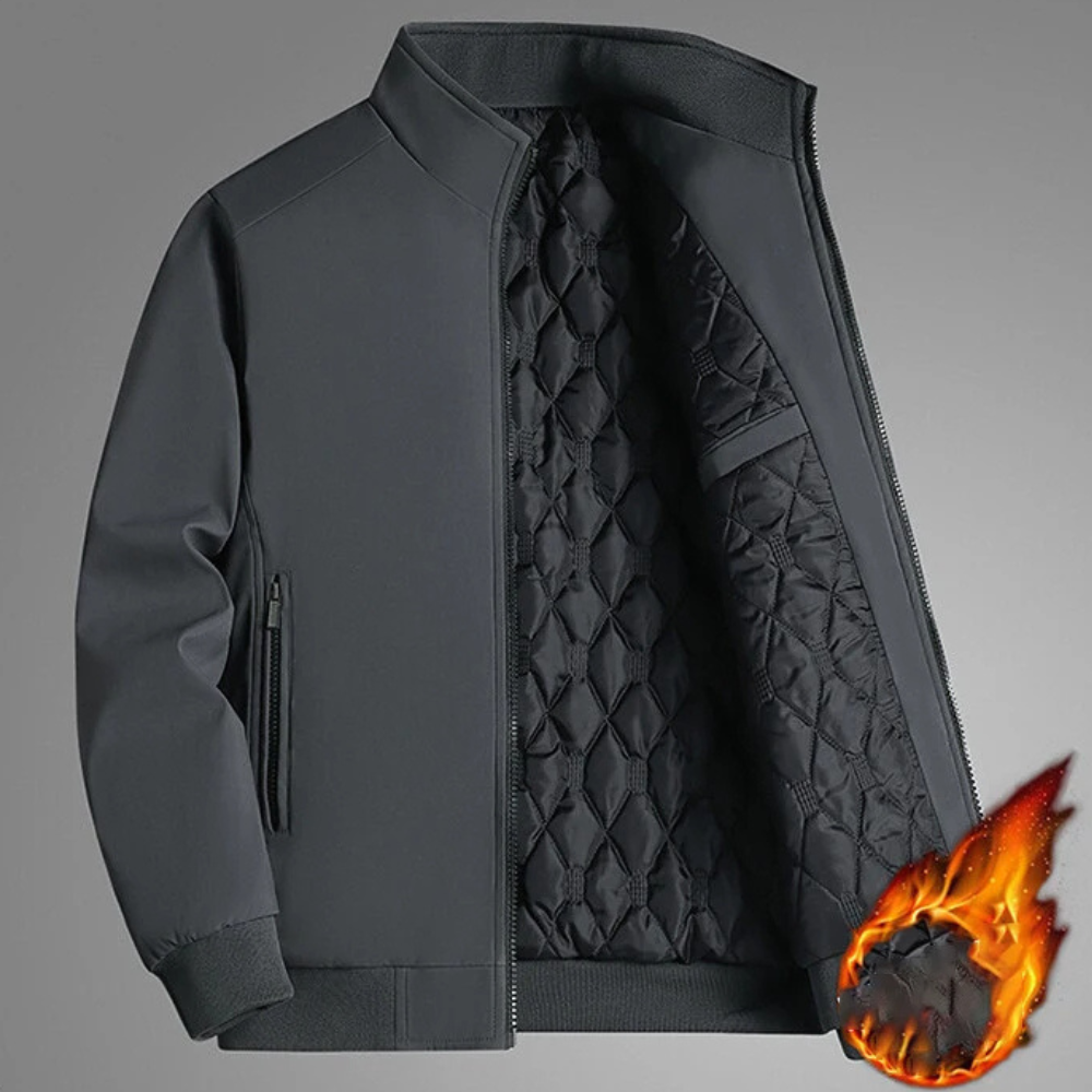 Einfarbige Winterjacke mit Stehkragen für Herren - Stilvoll  