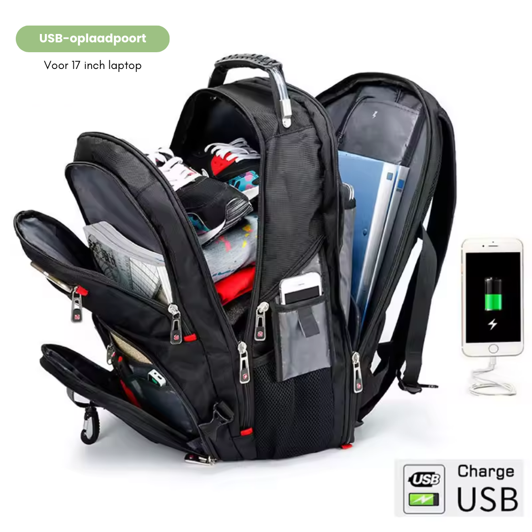 Multifunktionaler Laptop-Rucksack – 17 Zoll – wasserbeständig & mit USB-Anschluss