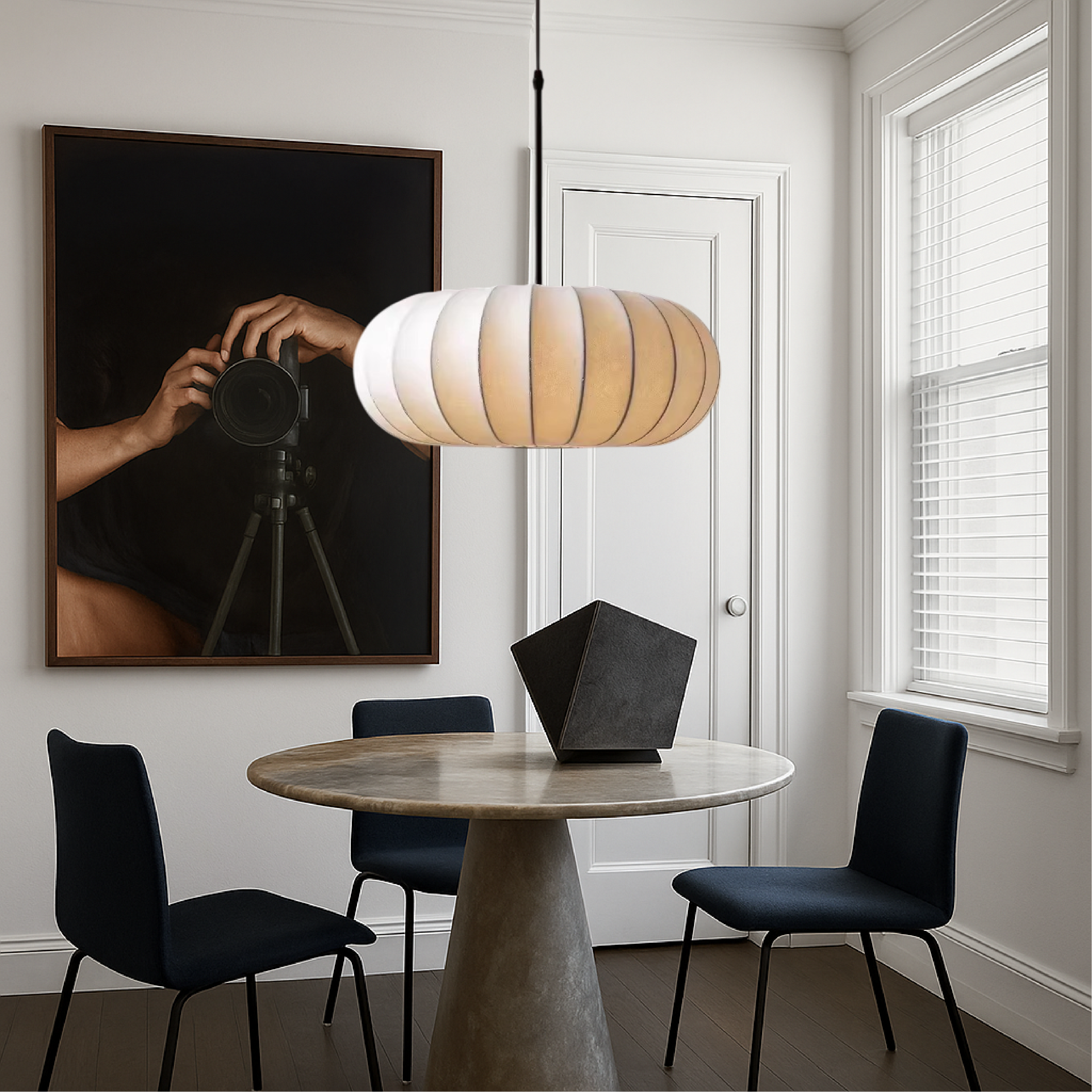 Pendelleuchte – moderne Hängeleuchte mit Textiloptik-Schirm und verstellbarem Kabel