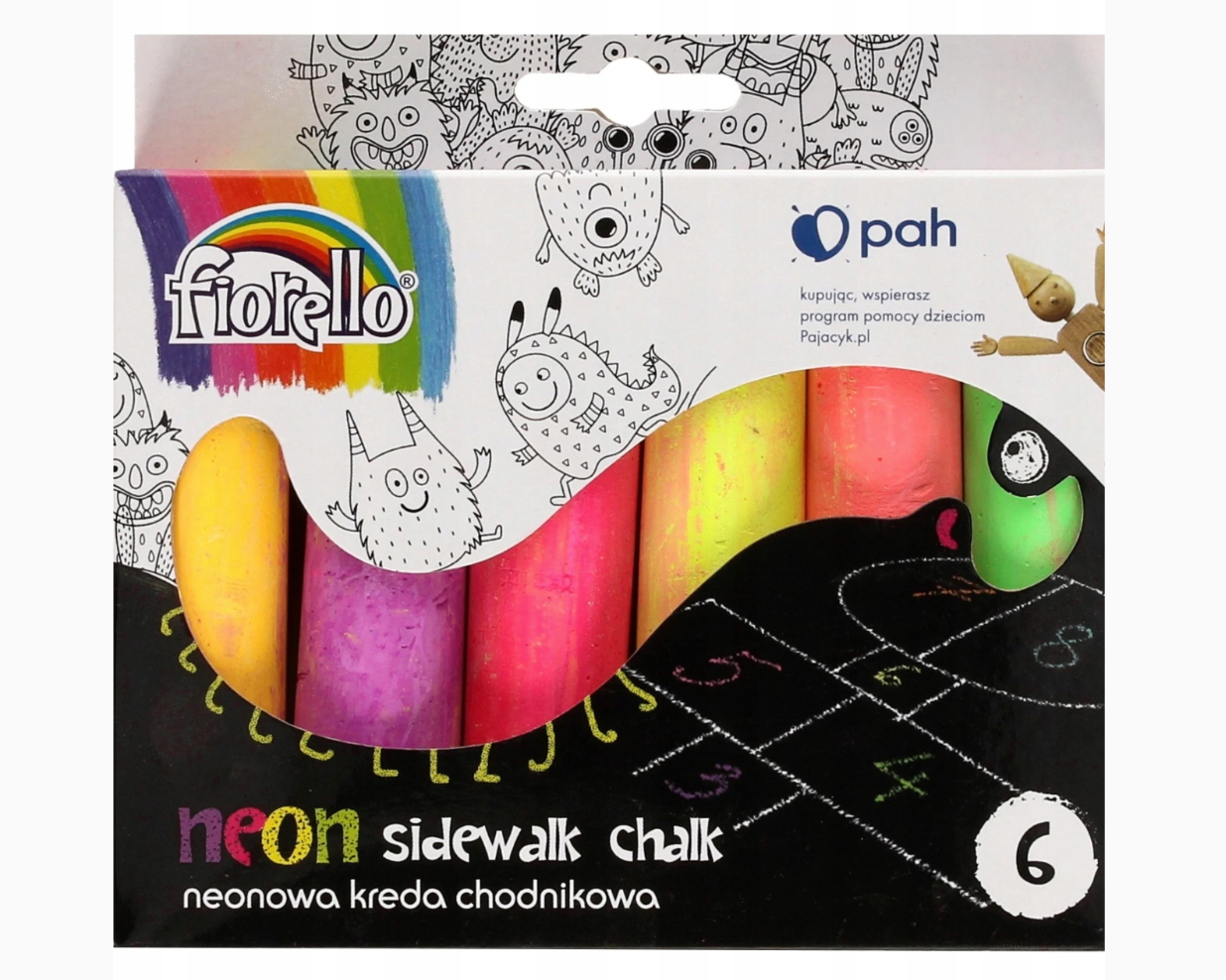 Tiza de Neón para Niños – Set con 6 Colores Brillantes y Tizas Gruesas