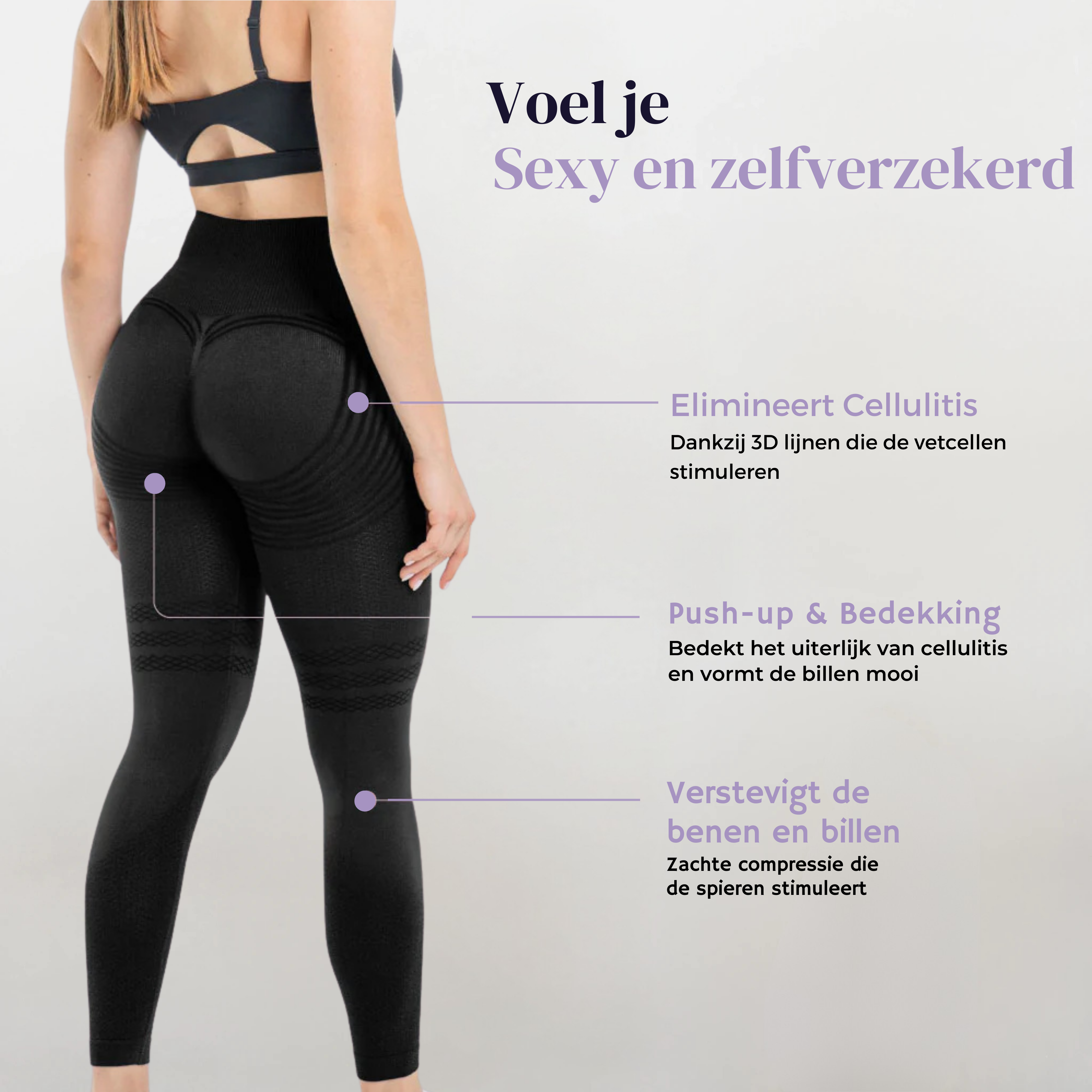 Dameslegging – Anti Cellulitis 3D-Legging Zwart met Ondersteunende Compressie