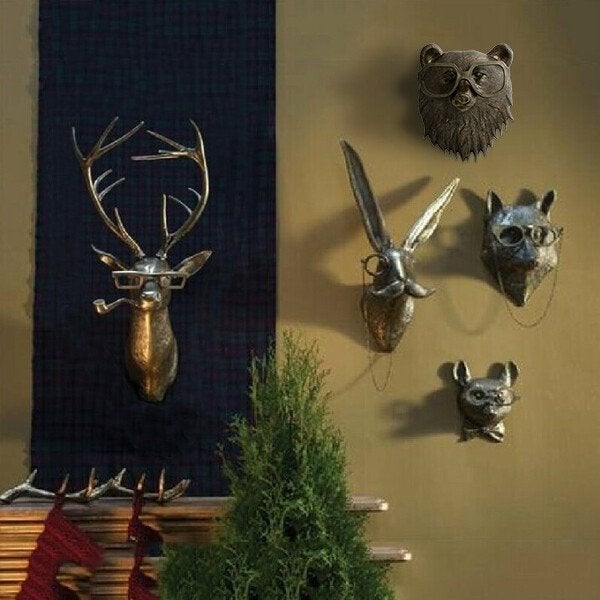 WallCritters – Decoración de parede con cabezas de animais divertidos – Deseño de resina pintado a man