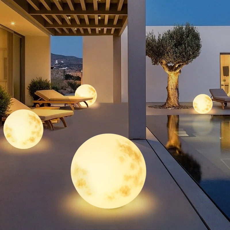 Melzano MoonlitOasis | Lámpara de xardín en forma de lúa