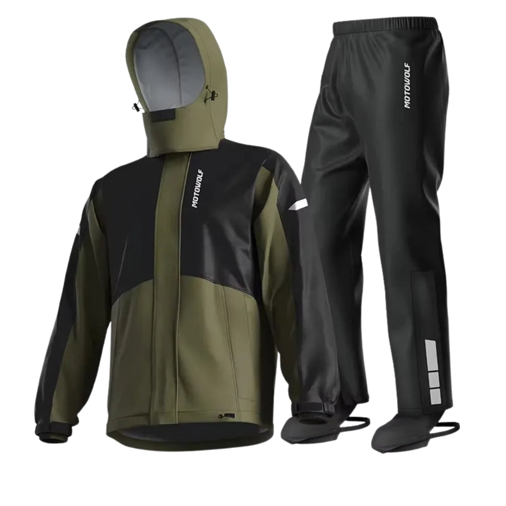 MotoShield – Conxunto de chubasquero e pantalón para motoristas – Impermeable e transpirable unisex