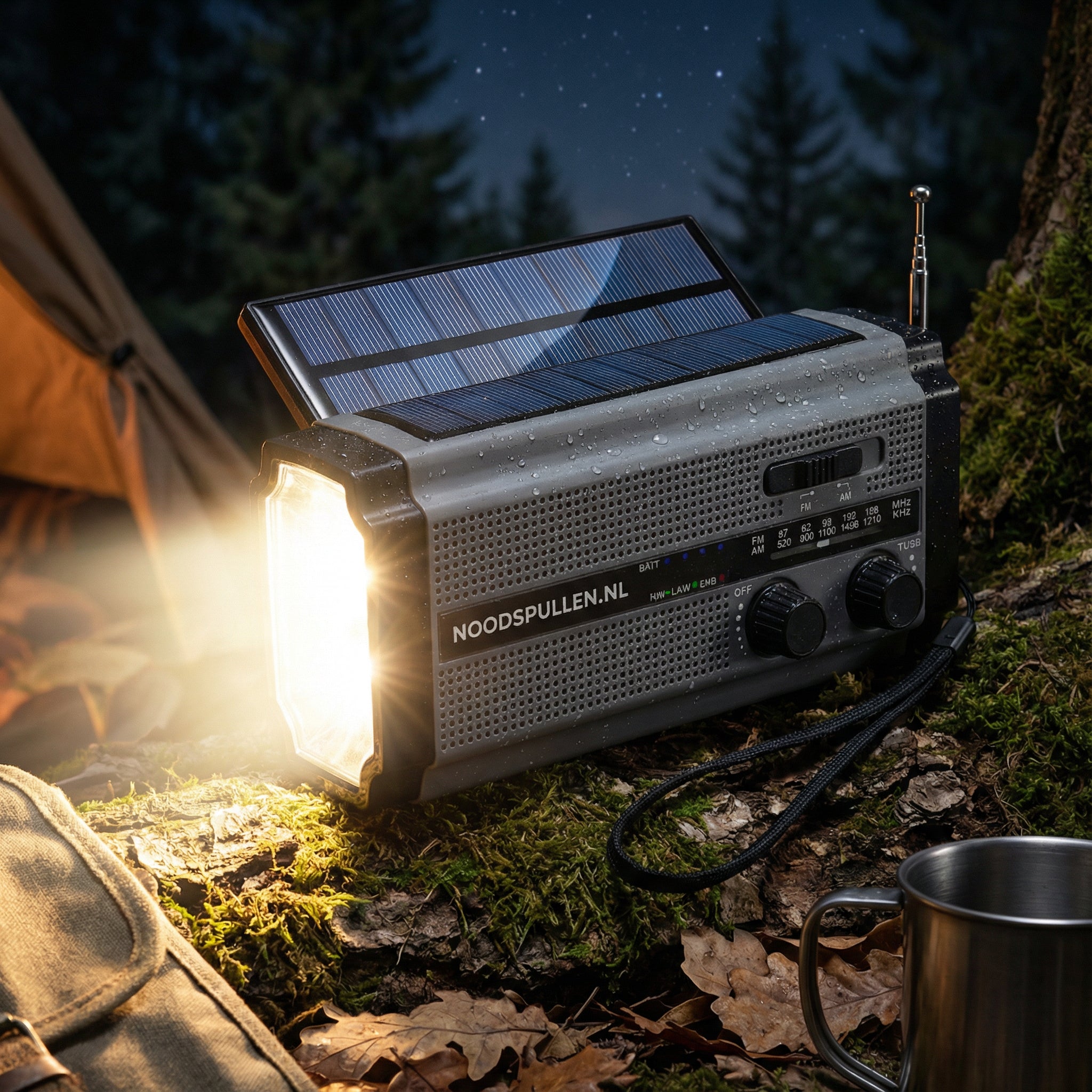 SafeWave radio de fideos 3 en 1 con dínamo, paneis solares e powerbank