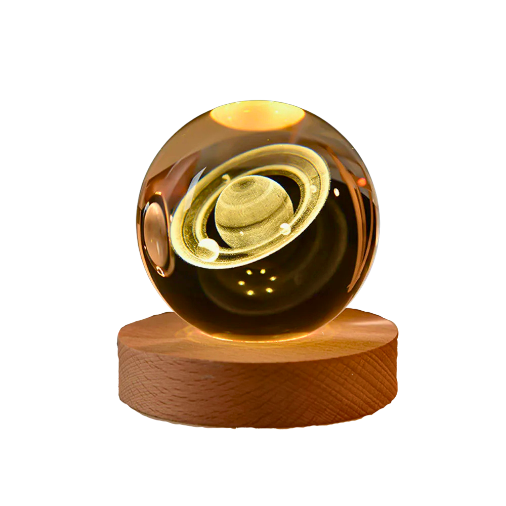 CrystalNova – Bola de cristal sistema solar gravado 3D – Decoración para o fogar agasallo