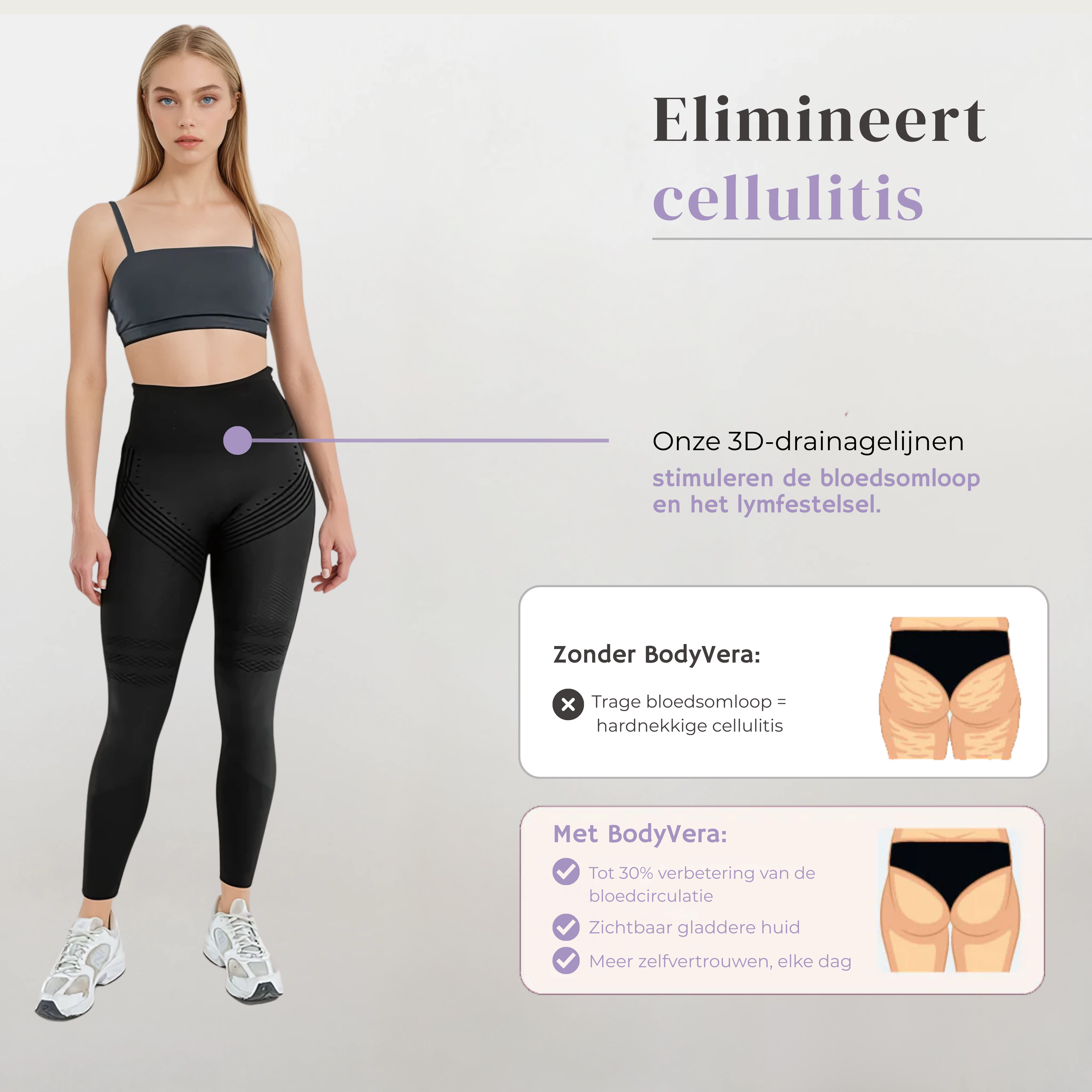 Dameslegging – Anti Cellulitis 3D-Legging Zwart met Ondersteunende Compressie