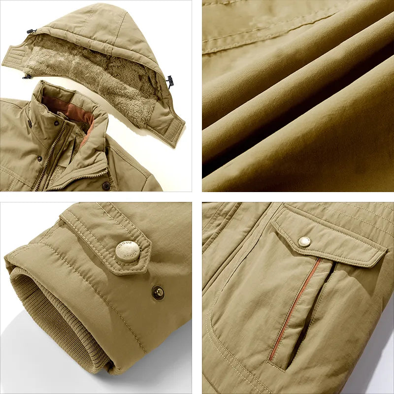 Fjorsen – Chaqueta de inverno para home impermeable con capucha e forro térmico
