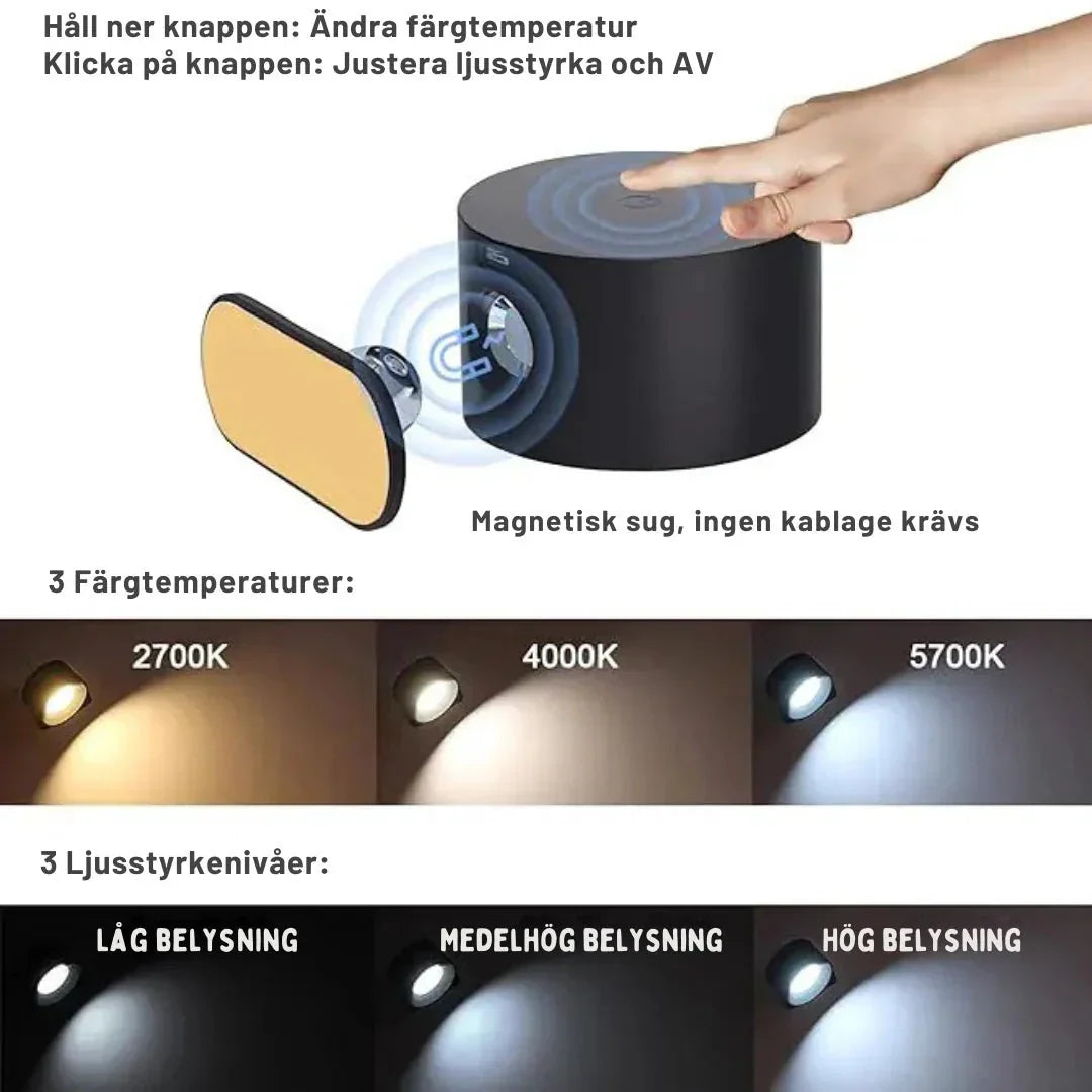 Wall Lamp Wireless – Rechargeable, Dimmable & Adjustable Light Color with Remote Control