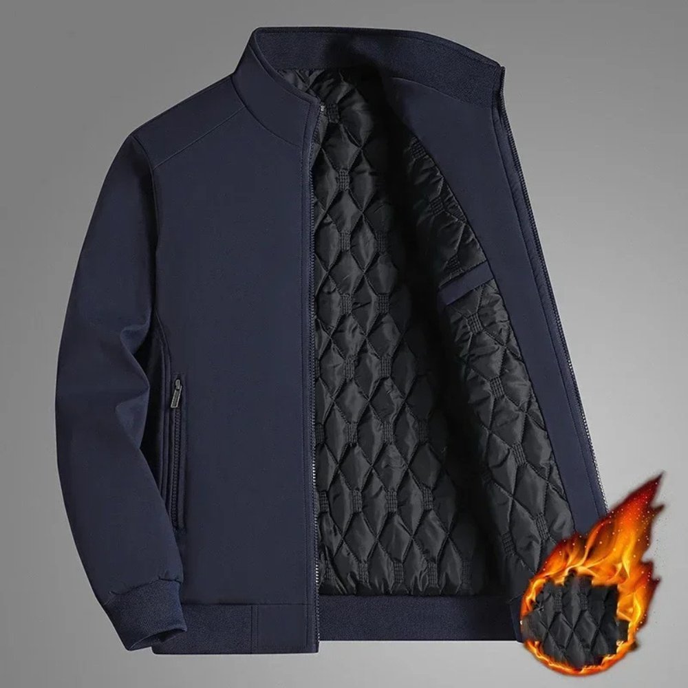 Einfarbige Winterjacke mit Stehkragen für Herren - Stilvoll  