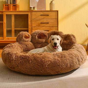 Melzano Cama Redonda para Cans Grande - Cama de Peluche de Luxo para Mascotas