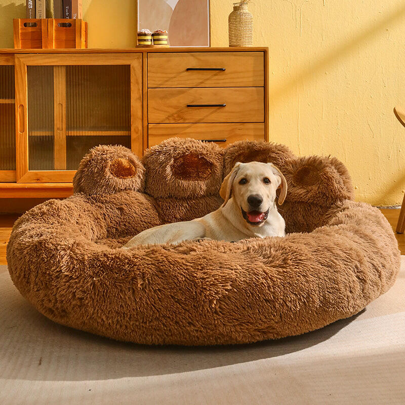 Melzano Cama Redonda para Cans Grande - Cama de Peluche de Luxo para Mascotas