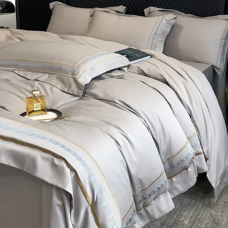 4-delige beddenset van Egyptisch katoen – Geborduurd hotelbeddengoed 7