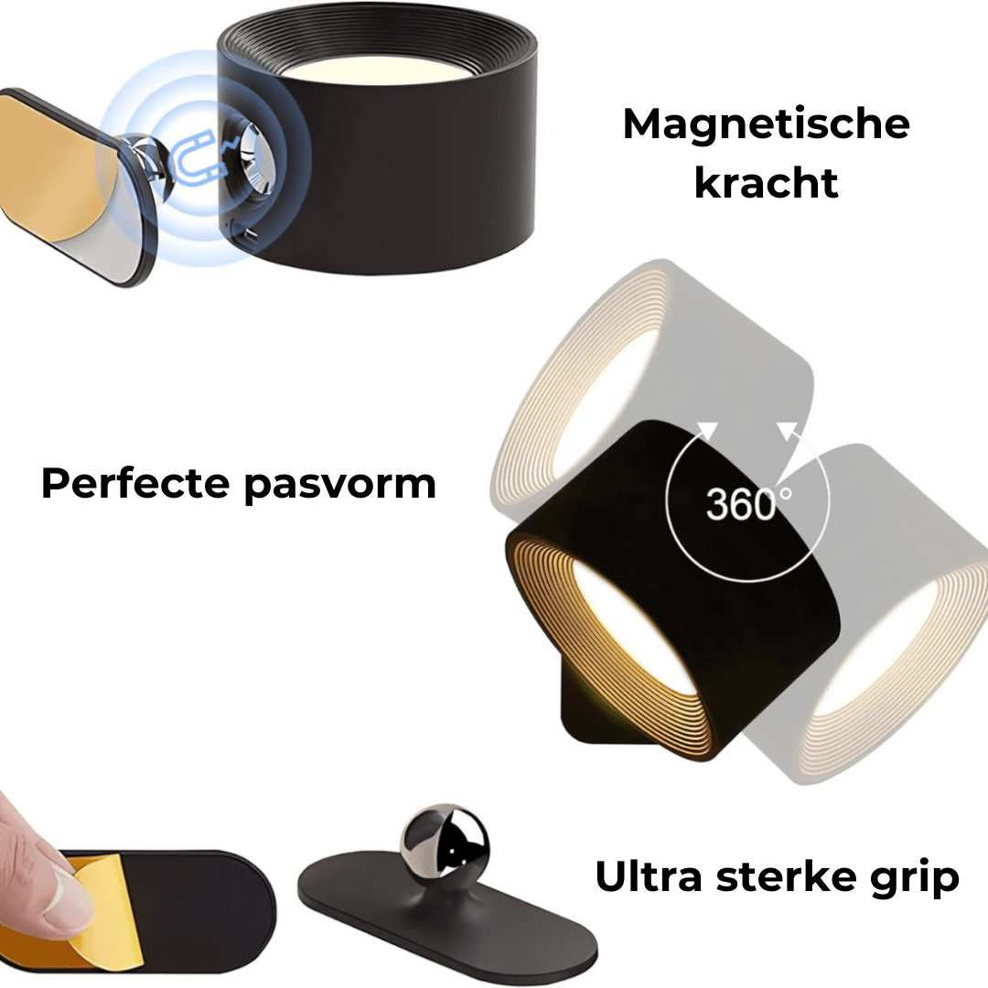 Revalki Glow360 Draadloze Oplaadbare 360° Wandlamp voor Moeiteloze Sfeerverlichting