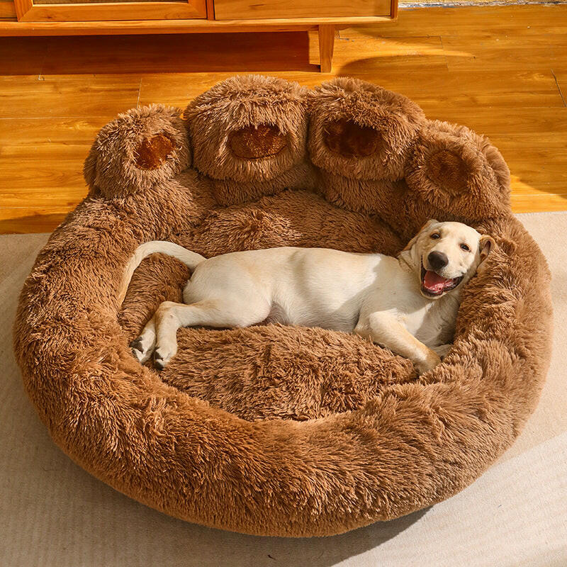 Melzano Cama Redonda para Cans Grande - Cama de Peluche de Luxo para Mascotas