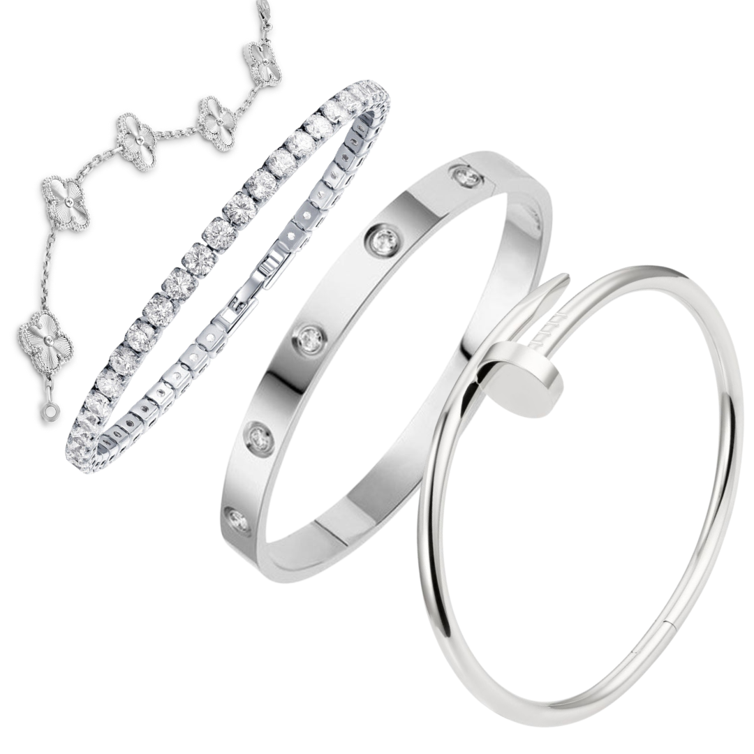 Aurelia – Bracelet set stainless steel silver-colored – stylish for ladies summer