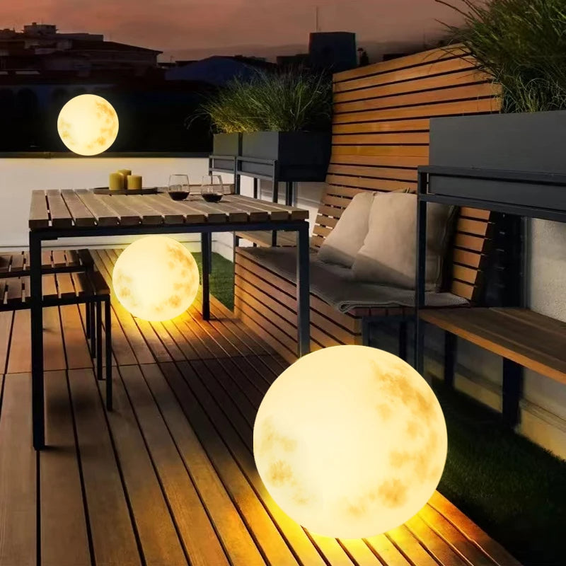 Melzano MoonlitOasis | Lámpara de xardín en forma de lúa