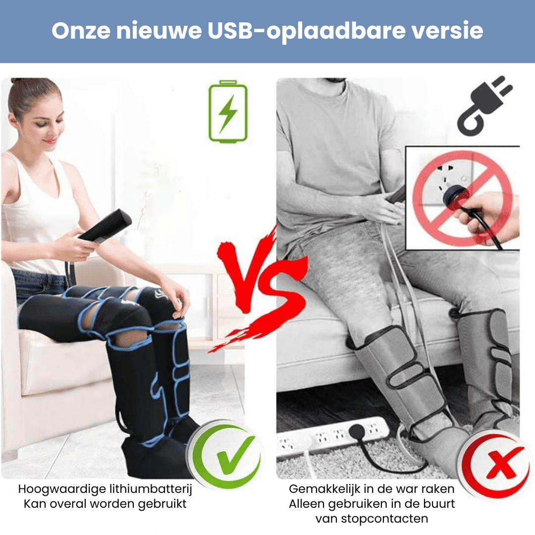 Virelo – masaxe de pernas con presión de aire 360° con calor – para pernas activas