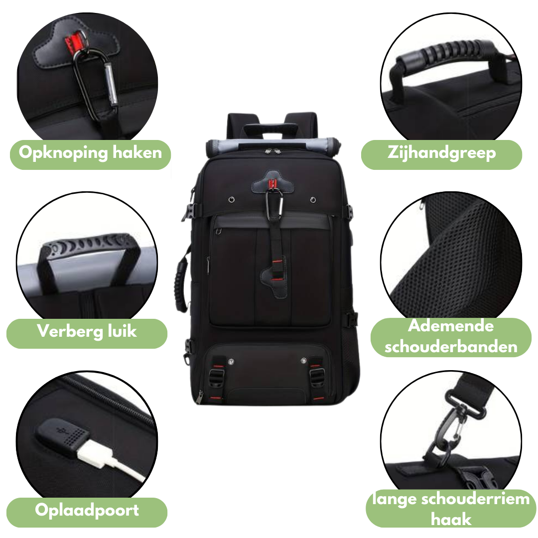 Outdoor Rugzak 50L – Waterdicht & Met USB-Poort voor Reizen en Avontuur