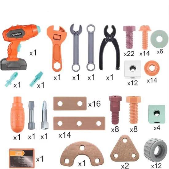 Bauspielzeug-Set – Mit elektrischem Schraubendreher & Aufbewahrungskoffer
