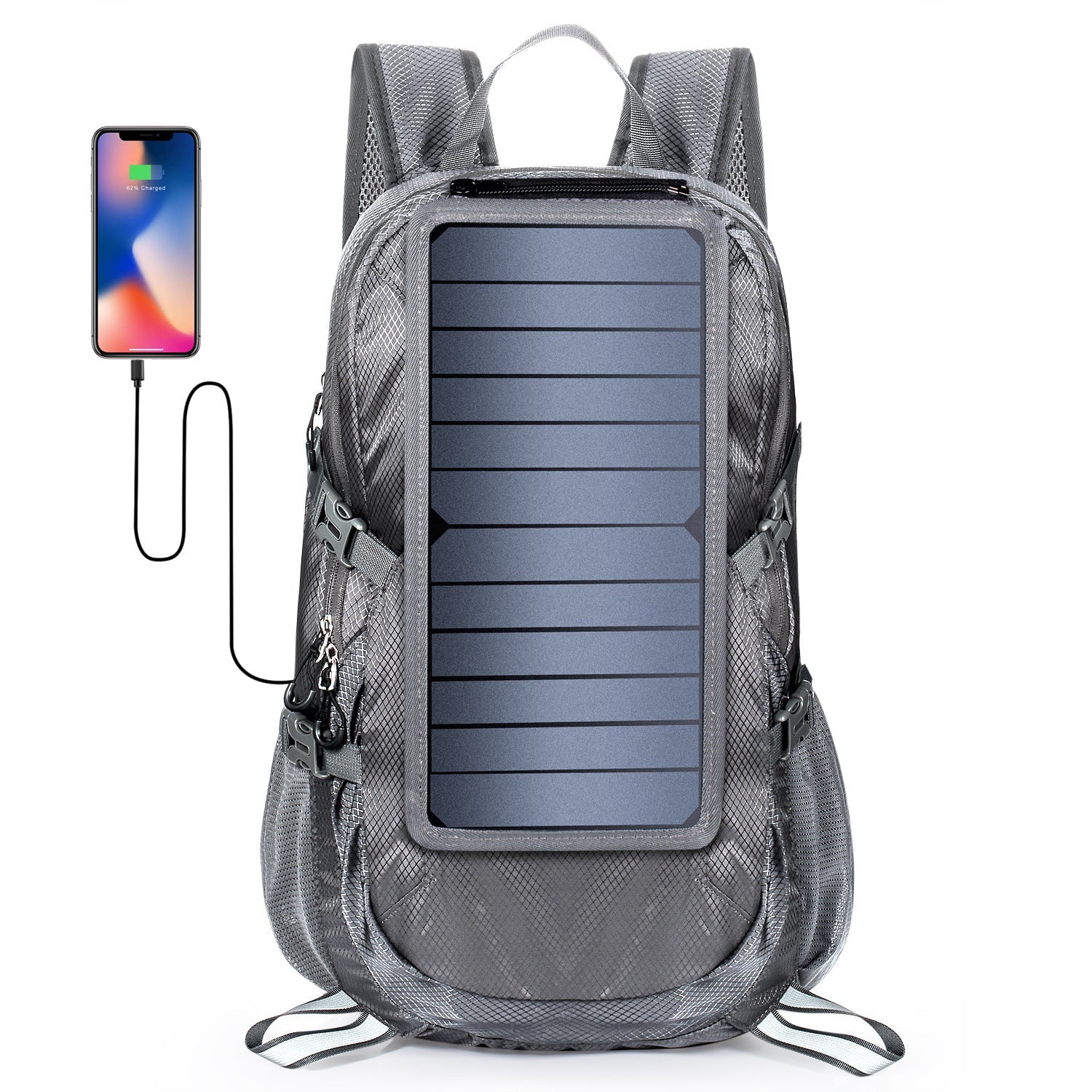 Mochila de enerxía solar – 30L lixeira e resistente á auga con USB