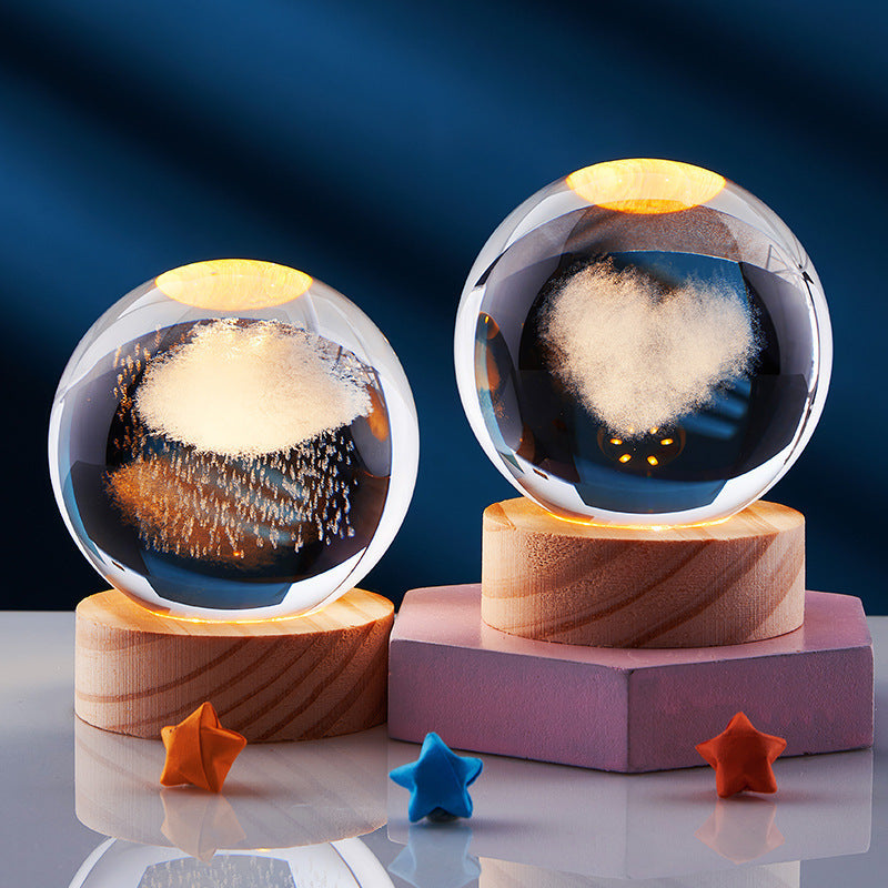 3D kristallen bol nachtlamp - Elegant licht voor een moderne sfeer