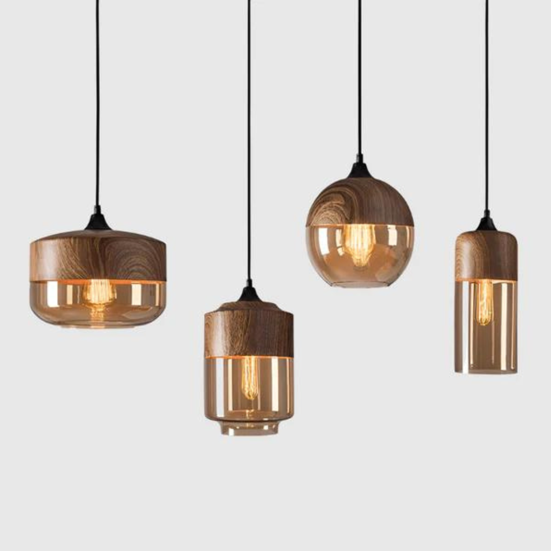 NordLuna Lámpara de techo – Elegante lámpara de techo escandinava de madera para interiores cálidos y modernos